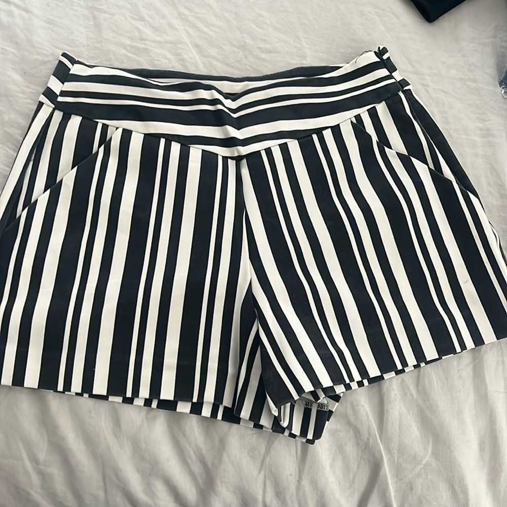 Black and white striped shorts